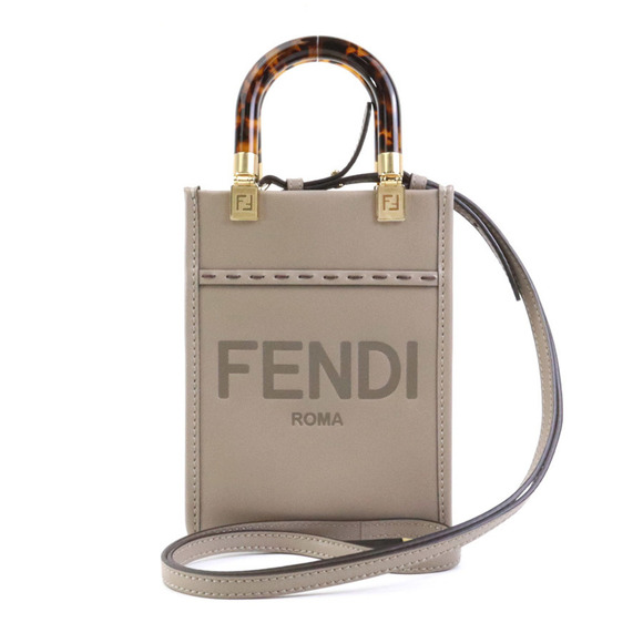 FENDI Gray Leather Shoulder Bag - Picture 1 of 5